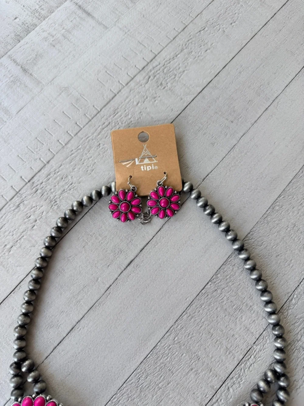 Western Fashion Hot Pink Statement Necklace & Earring Set